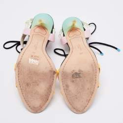 Pre Owned Sophia Webster Multicolor Leather And Patent Ankle Wrap Sandals Size 40