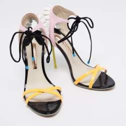 Pre Owned Sophia Webster Multicolor Leather And Patent Ankle Wrap Sandals Size 40