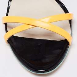 Pre Owned Sophia Webster Multicolor Leather And Patent Ankle Wrap Sandals Size 40