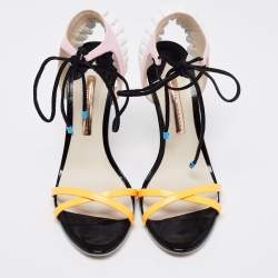 Pre Owned Sophia Webster Multicolor Leather And Patent Ankle Wrap Sandals Size 40