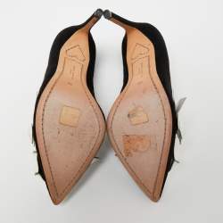 Pre Owned Sophia Webster Black Suede Jumbo Lilico Floral Applique Pumps Size 37