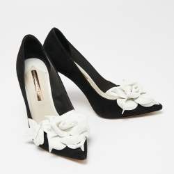 Pre Owned Sophia Webster Black Suede Jumbo Lilico Floral Applique Pumps Size 37