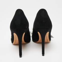 Pre Owned Sophia Webster Black Suede Jumbo Lilico Floral Applique Pumps Size 37