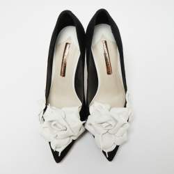 Pre Owned Sophia Webster Black Suede Jumbo Lilico Floral Applique Pumps Size 37