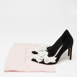 Pre Owned Sophia Webster Black Suede Jumbo Lilico Floral Applique Pumps Size 37