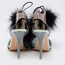 Pre Owned Sophia Webster Multicolor Leather Leilou Pom Pom Sandals Size 40