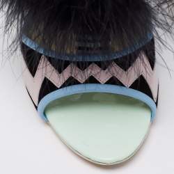 Pre Owned Sophia Webster Multicolor Leather Leilou Pom Pom Sandals Size 40