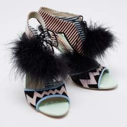 Pre Owned Sophia Webster Multicolor Leather Leilou Pom Pom Sandals Size 40