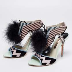 Pre Owned Sophia Webster Multicolor Leather Leilou Pom Pom Sandals Size 40
