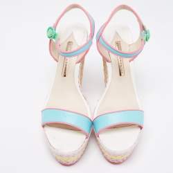 Sophia Webster Multicolor Leather Lucita Raffia Wedges Sandals Size 40 