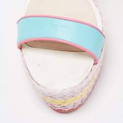 Sophia Webster Multicolor Leather Lucita Raffia Wedges Sandals Size 40 