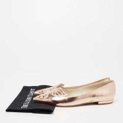 Pre Owned Sophia Webster Rose Gold Leather Bibi Ballet Flats Size 38.5