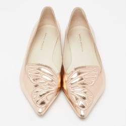 Pre Owned Sophia Webster Rose Gold Leather Bibi Ballet Flats Size 38.5