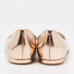Pre Owned Sophia Webster Rose Gold Leather Bibi Ballet Flats Size 38.5