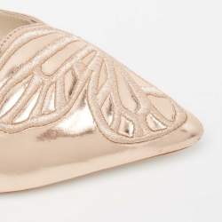 Pre Owned Sophia Webster Rose Gold Leather Bibi Ballet Flats Size 38.5