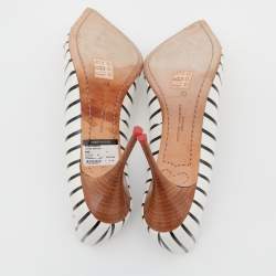 Pre Owned Sophia Webster Black/White Stripe Leather Lola Gem Pointed Toe Pumps Size 40