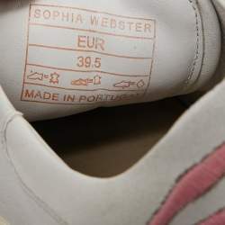 Pre Owned Sophia Webster White Leather Butterfly Low Top Sneakers Size 39.5