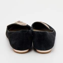 Sophia Webster Black Embroidered Suede Bibi Butterfly Pointed Toe Ballet Flats Size 39.5