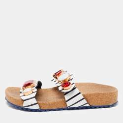 Sophia Webster Black/White Leather Becky Gem Nautical Sandals Size 36