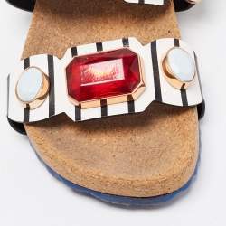 Sophia Webster Black/White Leather Becky Gem Nautical Sandals Size 36