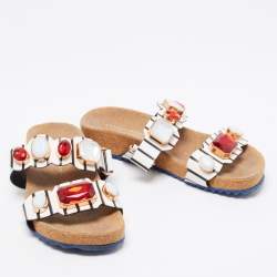 Sophia Webster Black/White Leather Becky Gem Nautical Sandals Size 36