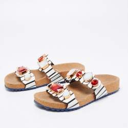 Sophia Webster Black/White Leather Becky Gem Nautical Sandals Size 36
