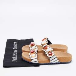 Sophia Webster Black/White Leather Becky Gem Nautical Sandals Size 36