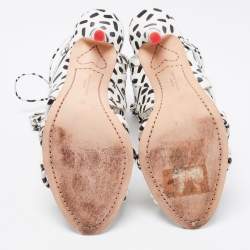 Sophia Webster Black/White Leopard Print Leather Lacey Tie Up Sandals Size 37