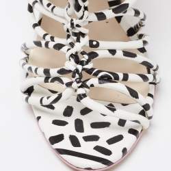 Sophia Webster Black/White Leopard Print Leather Lacey Tie Up Sandals Size 37