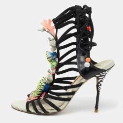 Sophia Webster Multicolor Suede and Leather Lilico Underwater Ankle Wrap Sandals Size 42