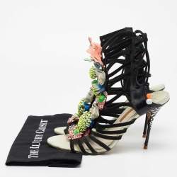Sophia Webster Multicolor Suede and Leather Lilico Underwater Ankle Wrap Sandals Size 42