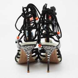 Sophia Webster Multicolor Suede and Leather Lilico Underwater Ankle Wrap Sandals Size 42
