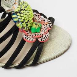 Sophia Webster Multicolor Suede and Leather Lilico Underwater Ankle Wrap Sandals Size 42