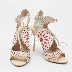 Pre Owned Sophia Webster Multicolor Laser Cutout Leather Strappy Sandals Size 37.5