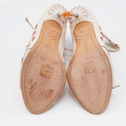 Pre Owned Sophia Webster Multicolor Laser Cutout Leather Strappy Sandals Size 37.5