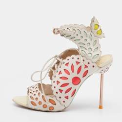 Pre Owned Sophia Webster Multicolor Laser Cutout Leather Strappy Sandals Size 37.5