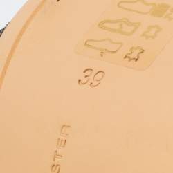 Pre Owned Sophia Webster Black Leather And Lace Embroidery Laser Cut Block Heel Sandals Size 39