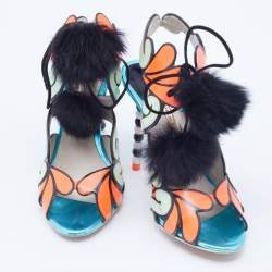 Pre Owned Sophia Webster Multicolor Leather Riko Cutout Ankle Cuff Sandals Size 37.5