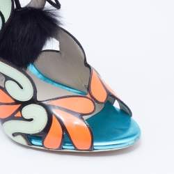 Pre Owned Sophia Webster Multicolor Leather Riko Cutout Ankle Cuff Sandals Size 37.5