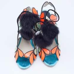 Pre Owned Sophia Webster Multicolor Leather Riko Cutout Ankle Cuff Sandals Size 37.5