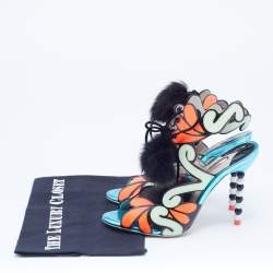 Pre Owned Sophia Webster Multicolor Leather Riko Cutout Ankle Cuff Sandals Size 37.5