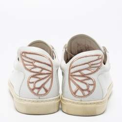 Pre Owned Sophia Webster White Leather Bibi Butterfly Low Top Sneakers Size 38.5
