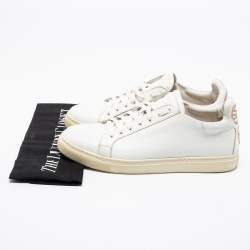 Pre Owned Sophia Webster White Leather Bibi Butterfly Low Top Sneakers Size 38.5