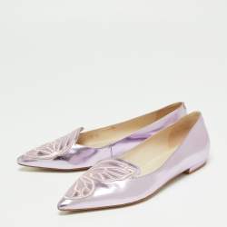 Pre Owned Sophia Webster Metallic pink Patent Bibi Butterfly Pointed Toe Ballet Flats Size 37