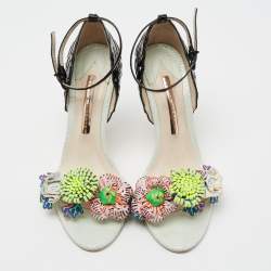 Pre Owned Sophia Webster Multicolor Leather Lilico Underwater Ankle-Strap Sandals Size 38.5