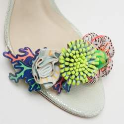 Pre Owned Sophia Webster Multicolor Leather Lilico Underwater Ankle-Strap Sandals Size 38.5