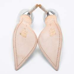 Pre Owned Sophia Webster Silver Patent Leather Coco Crystal Embellished Heel Pointed Toe Pumps Size 37