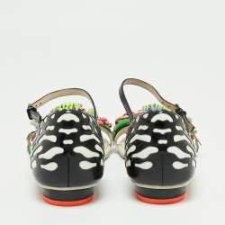 Pre Owned Sophia Webster Multicolor Patent And Leather Lilico Underwater Floral Embellished Flat Sandals Size 37