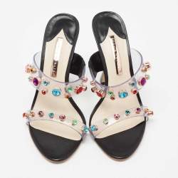 Pre Owned Sophia Webster Black PVC And Leather Rosalind Gem Mule Sandals Size 41