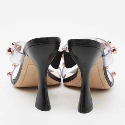 Pre Owned Sophia Webster Black PVC And Leather Rosalind Gem Mule Sandals Size 41